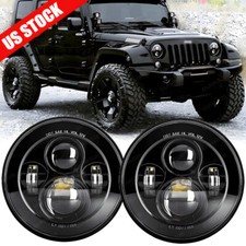 Pair 7 Round Led Headlights High Low Beam For Jeep Wrangler Jk Tj Lj Cj Trucks