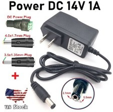 14V 1A AC Adapter DC Power Supply Charger Cord 5.5x2.1mm with 3 DC Plug Tips