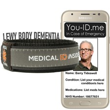 Lewy Body Dementia Bracelet Medical ID Wristband Alert Emergency Contact Identit
