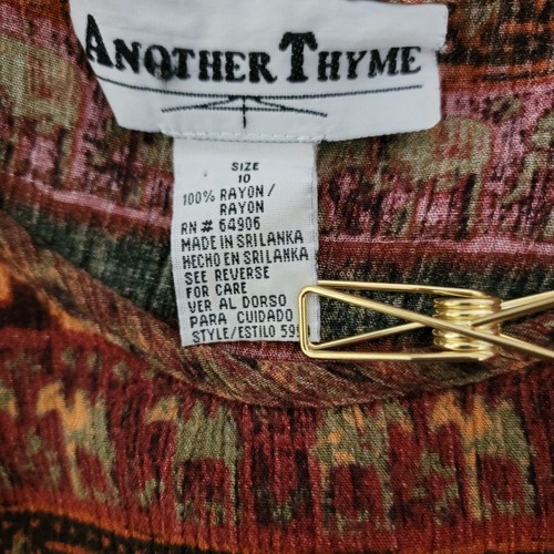 Another Thyme Womens Dress Size 10 Midi Empire Waist Short Sleeve Brown & Orange - Bild 3 von 10