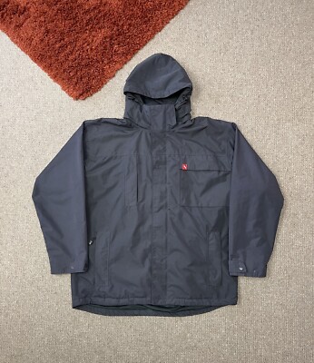 Trespass wasserdichte Jacke Gr. XL Herren blau grau Reißverschluss Kapuze Windbreaker Wandern