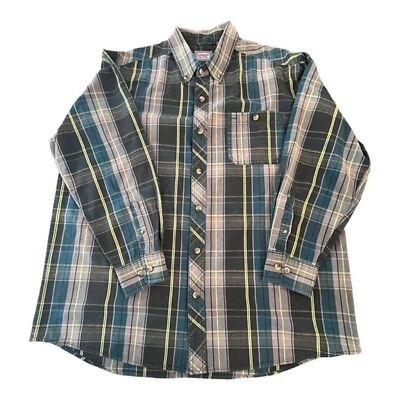 C. E. Schmidt Workwear Cotton Plaid Button Down Long Sleeve Shirt Men s 2XLT