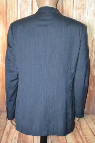 Stafford Men Striped Wool Double Breasted 6 Button Suit Sz 44L Wst 38x32 - Picture 6 of 20