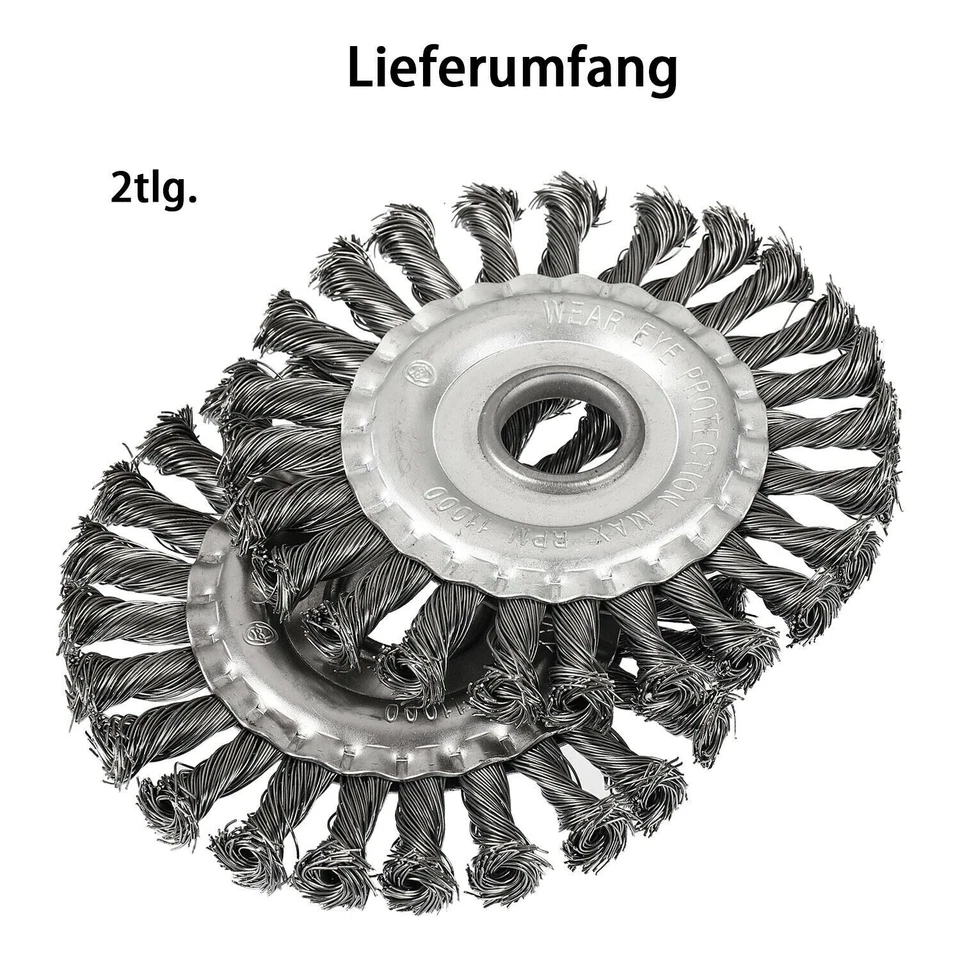 4x Drahtbürste Für Flex, Winkelschleifer Ø125mm X 22mm Gezopft Scheibenbürste DE - Bild 4 von 4