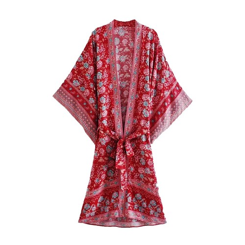 Grande Robe Kimono Victoria's Secret - Vintage Fleuri Coloré - Taille L - Étiquette Dorée