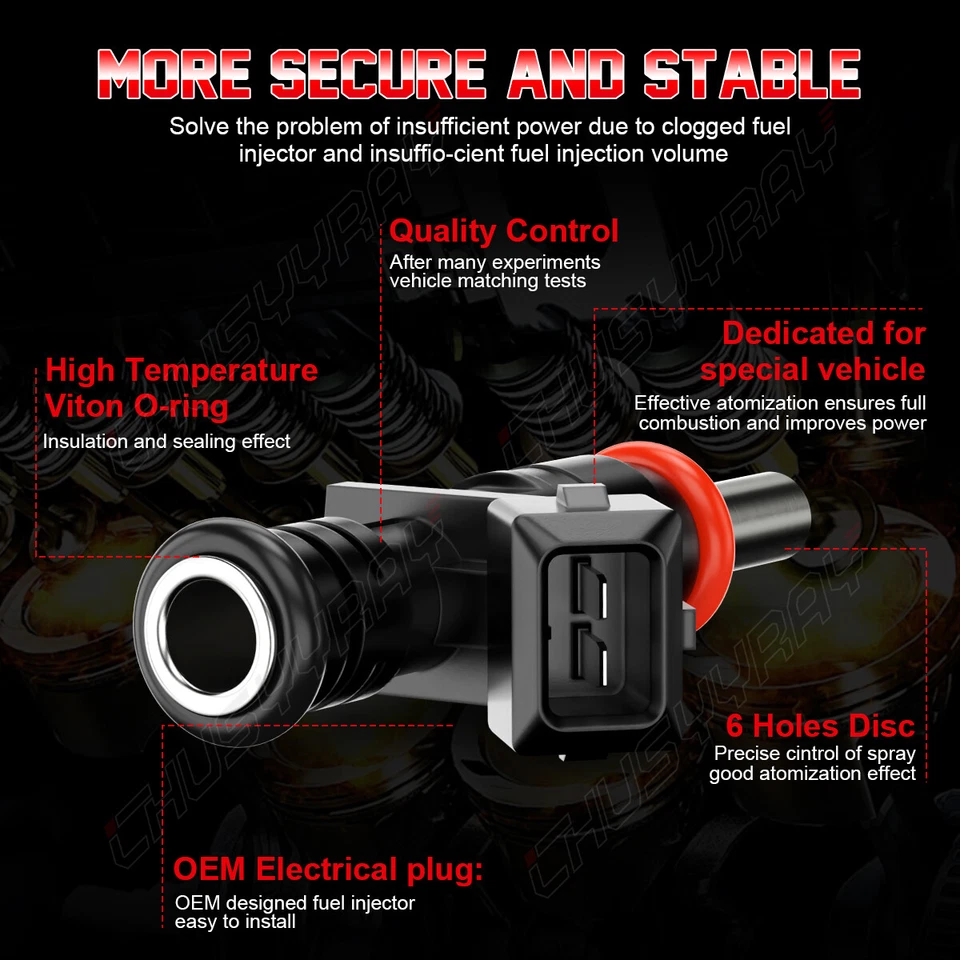 New Upgrade 6x Fuel Injectors 7531634 13537531634 For 2009-2011 BMW 328i xDrive - Imagem 4 de 4