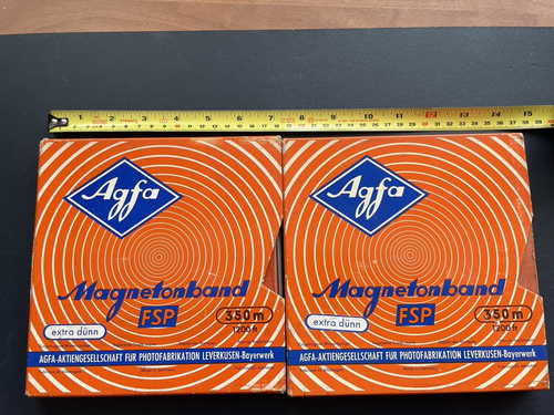 2x Vintage Agfa Reel to Reel Audio Tonbänder 2 x 7 Zoll Dachbodenfund.