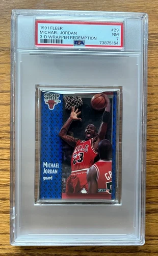 PSA 7 - 1991 Fleer #29 Michael Jordan 3-D Wrapper Redemption Acrylic Card -NM