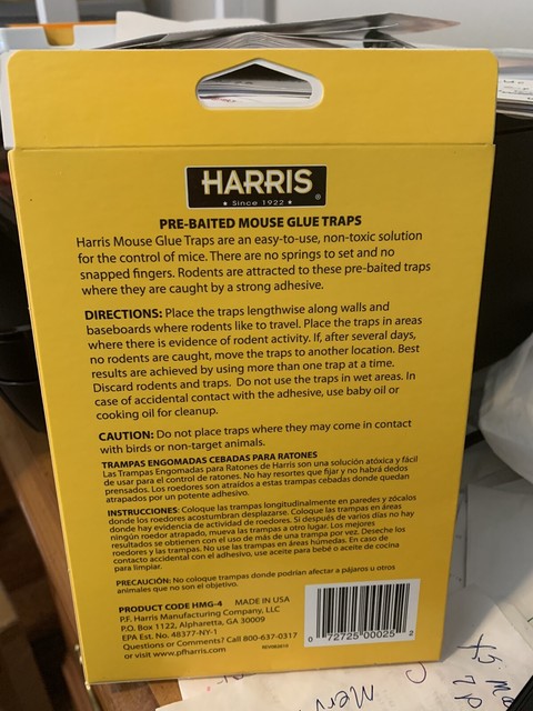 LIQUIDATION Harris Pre-bait Mouse Glue Traps 4 Pack Hmg-4 ...