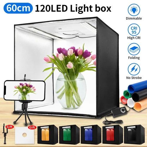 24" LED Photo Studio Light Box Portable Folding Photography Shooting Tent Kit - Bild 37 von 84