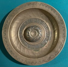 Antique 16th Century Nuremberg Germany Brass Alms Dish Charger Gothic Letter 14"