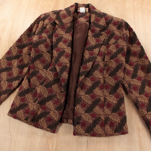 vtg usa made PAINTED PONY tapesty jacket open front blazer MEDIUM horse stars