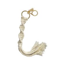 Macrame Key Chain Keyring Ivory