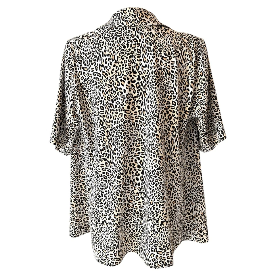 Susan Graver Leopard Print Jacket Blazer Women's 1XL Office Wear Travel Layering - Image 2 of 4