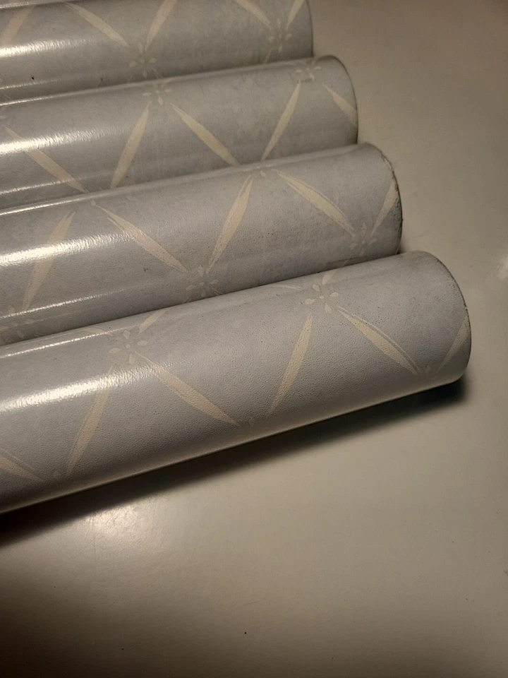 Papel Pintado Norwall 5 Unidades AZUL CLARO Con Patrón BLANCO Cubierta Vinilo COMO NUEVO Foto 4 de 4