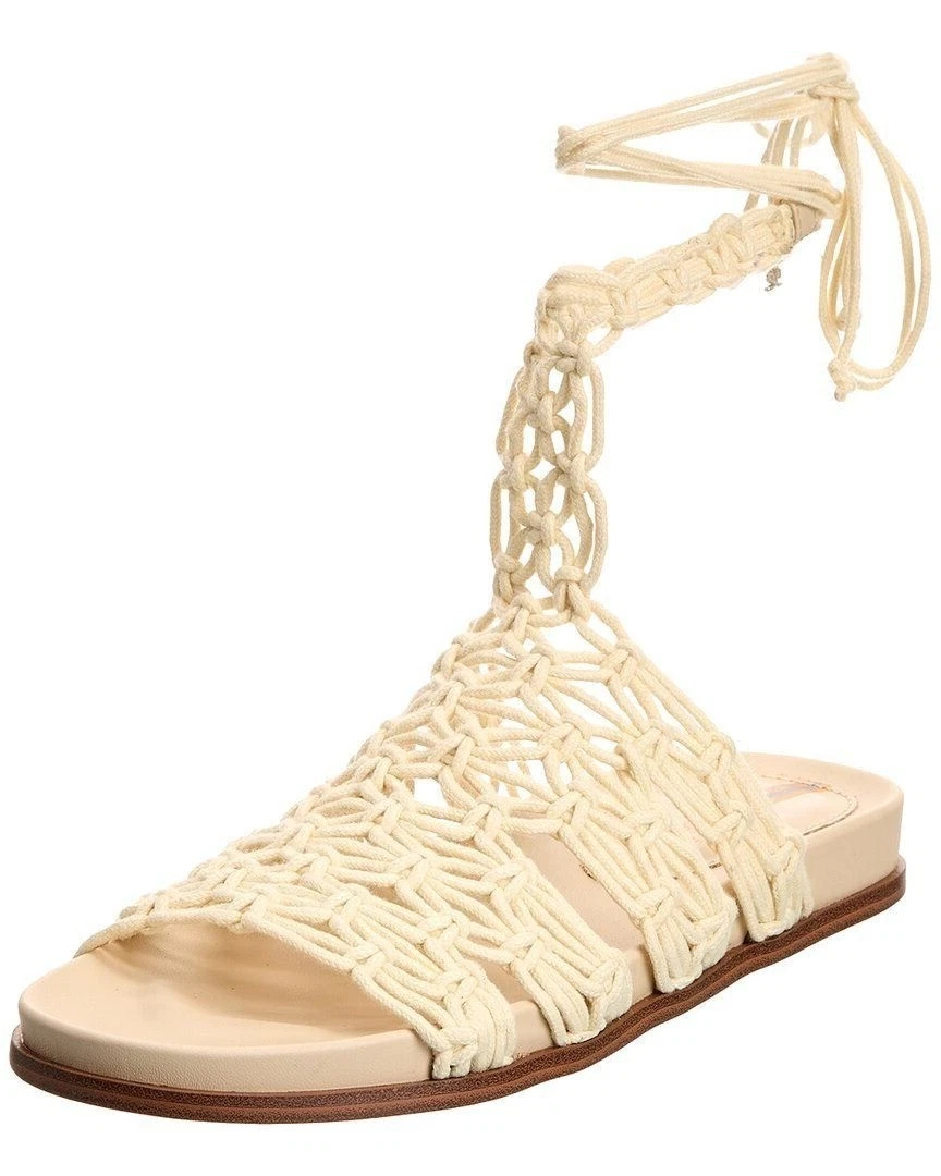 Sam Edelman Nicolette Natural Rounded Open Toe Tie Up Strappy Flats Sandals eBay
