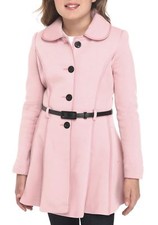 JOU JOU Girls L 14 Rose Fleece Princess Collar Belted Coat NWT