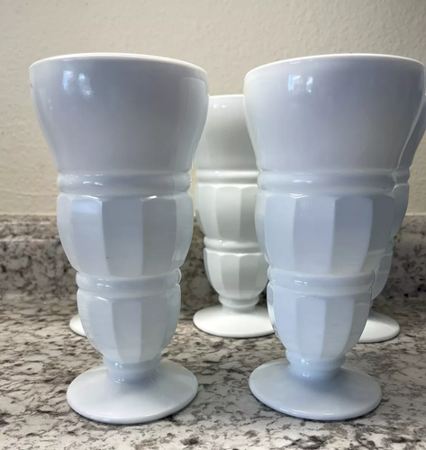 Vintage Indiana Milchglas Soda Eisbecher Gläser 6er Set, 7" hoch - Bild 2 von 9