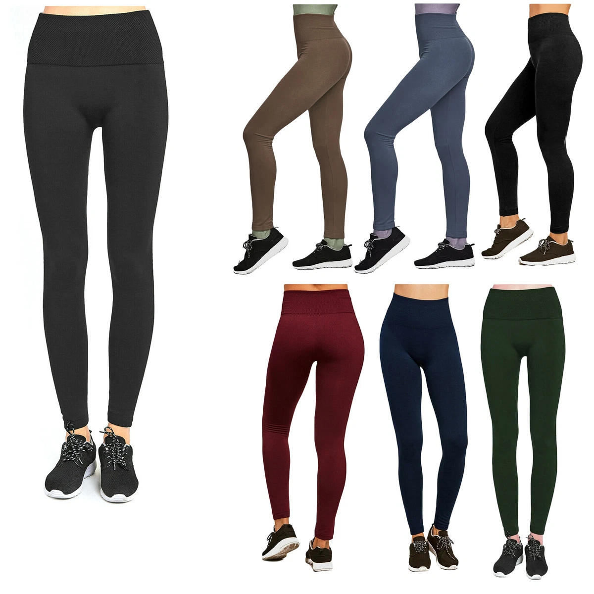 Womens Fleece Lined Tummy Control High Waist Thick Winter Warm Brushed  Leggings