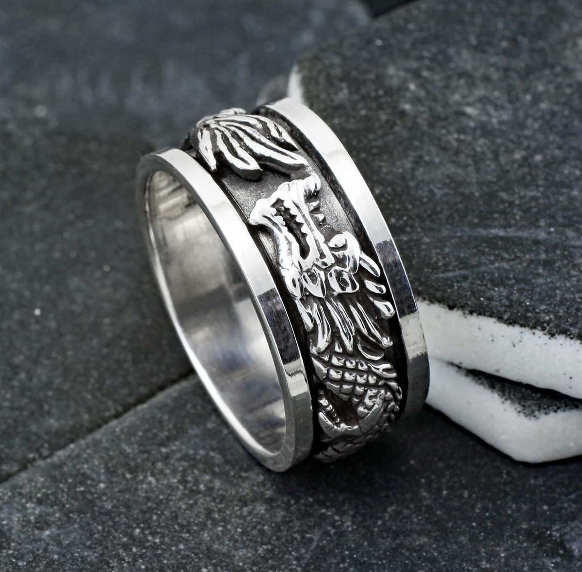 Buy Sterling Silver Dragon Ring, Men Women Dragon Ring, Adjust Ring, Thumb  Ring, Fantasy Ring for Him Her Online in India - Etsy