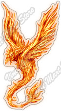 Phoenix Mythical Bird Fire Flames Flying Car Bumper Vinyl Sticker Decal 3"X6"