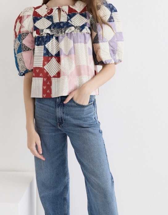 188 Sea New York Nohr Quilted Puff Sleeve Blouse XS | eBay