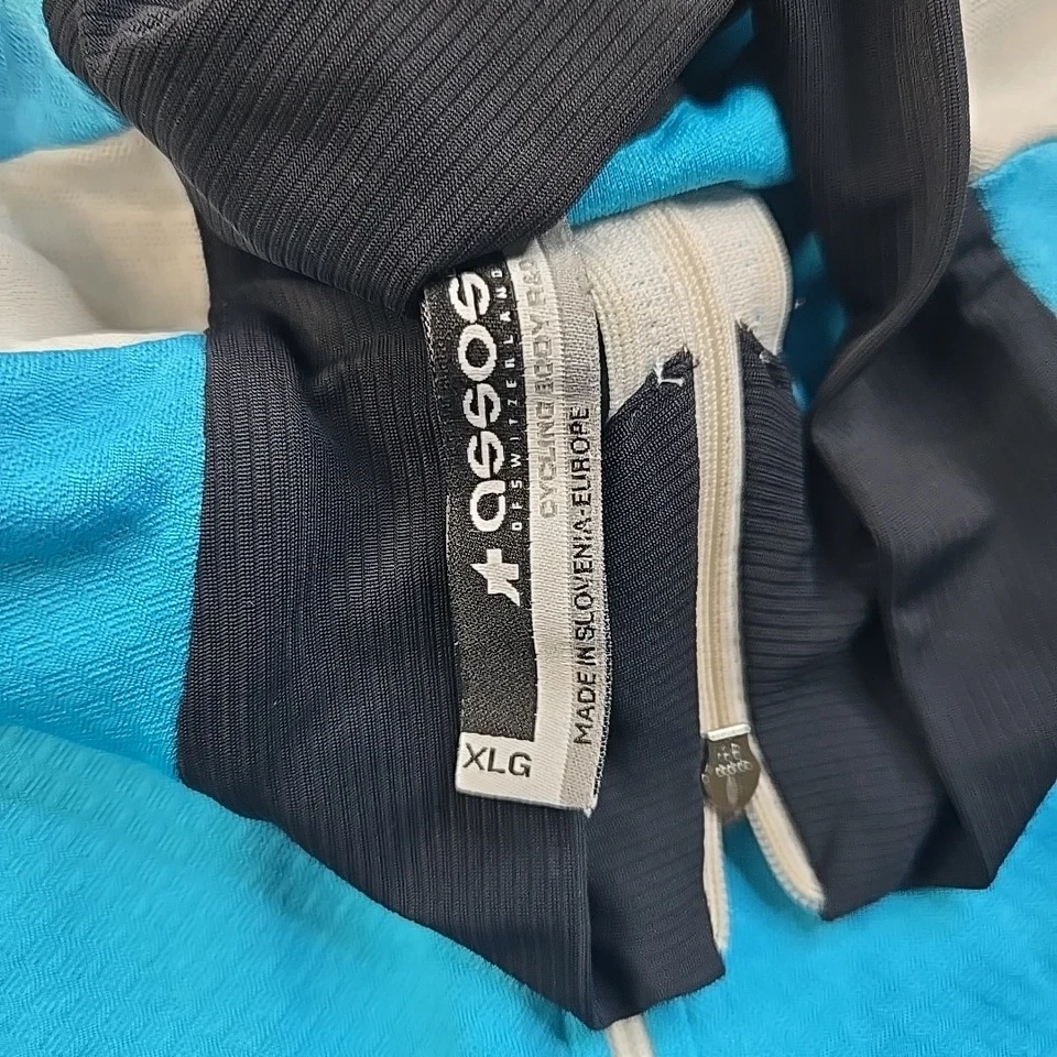 Camiseta masculina de ciclismo ASSOS azul branca GG S5 UNO zíper completo manga curta bicicleta - Imagem 2 de 4