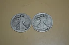 PAIR OF (2) 1917-S WALKING LIBERTY HALF DOLLAR COINS 90% SILVER ABOUT GOOD