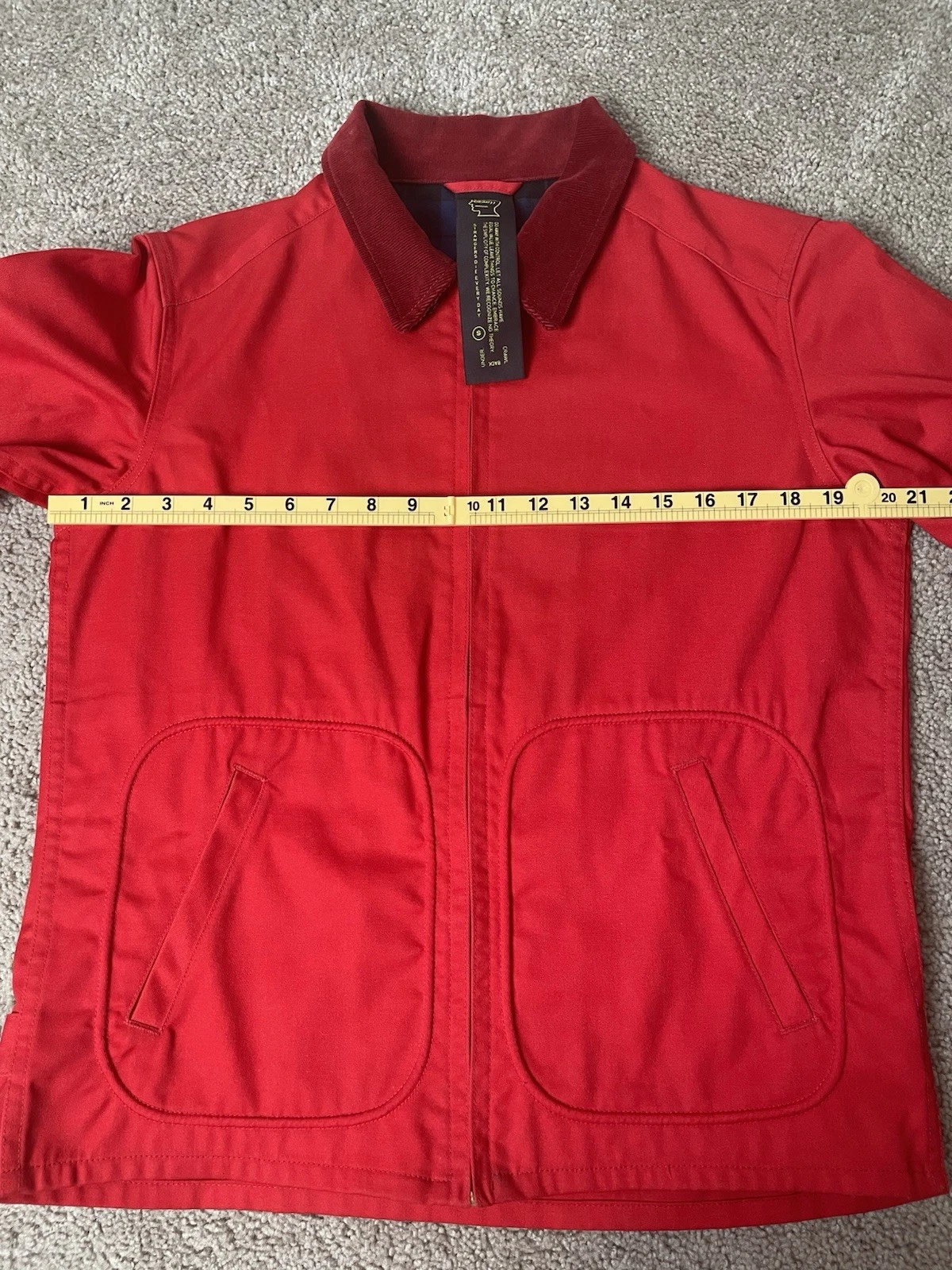 Brain Dead No Brainer Club Work Jacket Red Small Corduroy Collar Box Patches image 11
