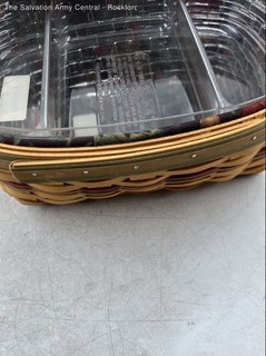 Longaberger Fabric Lined Woven Storage Basket Divided Plastic Insert Lot Of 3