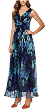R M Richards Size 12 Gown Metallic Fit Flare Empire Ruched Chiffon NWT APR131