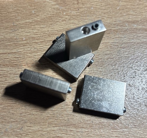 Lot Of 4 Small Metal Blocks Standoffs With Screw Holes For Projects