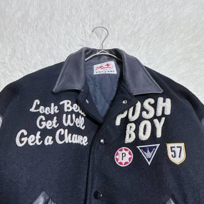 Posh Boy Leather-Switched Blouson Stadium Varsity Jacket