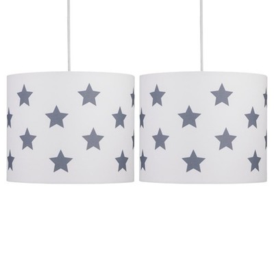2er Set moderne graue Sterne Kinder Jungen Schlafzimmer Deckenleuchte Schirm Pendelleuchten