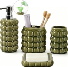 4 Piece Ceramic Bathroom Accessories Set Soap Dispenser,Toothbrush
