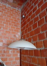 Grande Sospensione Lampadario PLEXIGLAS/VETRO/ACCIAIO CROMATO ANNI 70