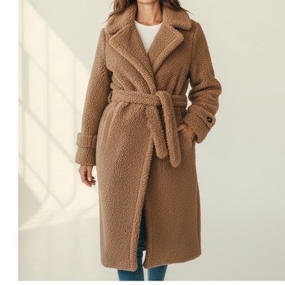 21 Saints Teddy Bear Fleece Coat Jacket Tan Brown Small cozy soft comfy fuzzy