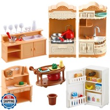 43 Pcs Dollhouse Furniture Kitchen Play Set Miniature Refrigerator with Mini