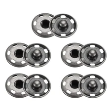 5 Set Sew-on Snap Buttons 19mm Metal Snap Fastener Buttons, Black
