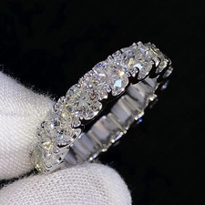 Alianza de boda de eternidad de diamantes blancos con certificación redonda de 6,72 quilates ¡Plata 925!