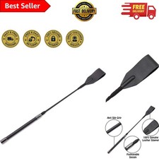 Sleek 18-Inch Black Leather Riding Crop with Anti-Slip Grip for Confident Riding