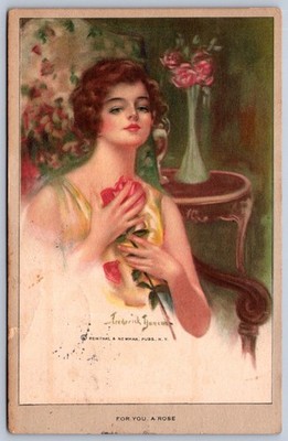 K37/ Interesting Postcard c1910 Frederick Duncan Artist Signed Woman 154