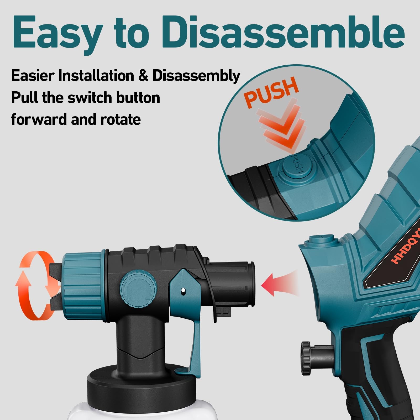 Cordless Paint Sprayer, Battery Power Sprayer with 3000mAh, 4 Nozzles and 3 P...