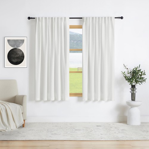 White Sheer Curtains 63 inches Long for Living Room Semi Light Filtering Mode... - Picture 2 of 7