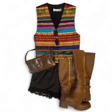 Insane rare folk boho smithsonian institution vintage vest