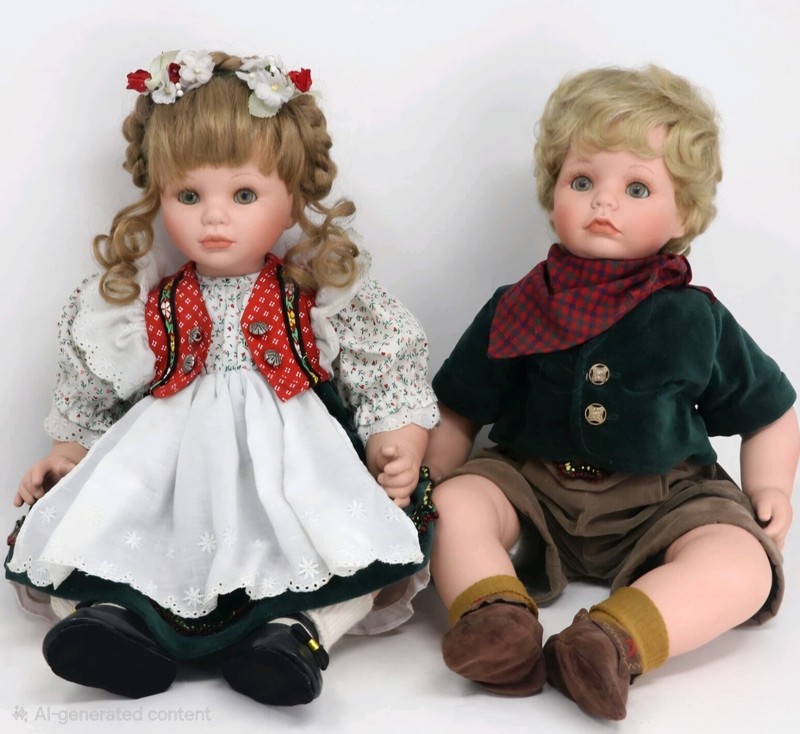 Danbury Mint Susan Wakeen COA Hansel & Gretel Porcelain Fairy Tale 18" Dolls