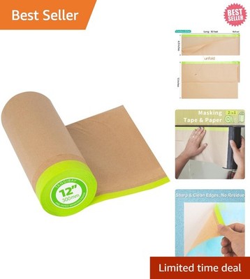 1 Pack Masking Paper Roll with Tape 12in x 50ft Auto Paint Car Furniture Cover