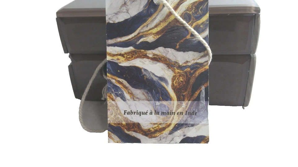 EV HOME Decorative Storage Box Brown Felt Lined Handmade in India Keepsake - Image 4 of 4