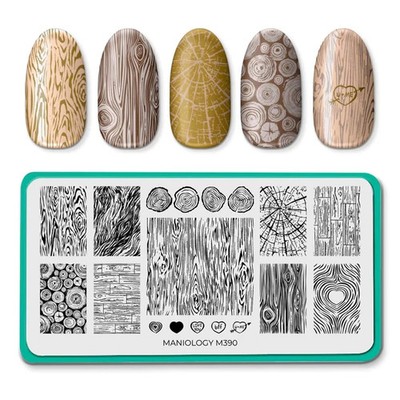 Maniology Nail Stamping Plate - Swirls M390 Wood Grains