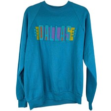 VTG Jerzees Dallas Texas Sweatshirt XL Teal USA Made Graphic 80s Retro Pullover